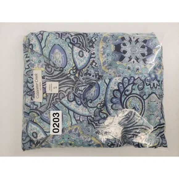 Coldwater Creek Women's Non-Iron Paisley Button Front Long Sleeve Blouse Sz XL - Picture 8 of 8